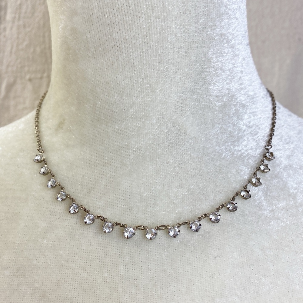 Dainty prong set clear rhinestone necklace